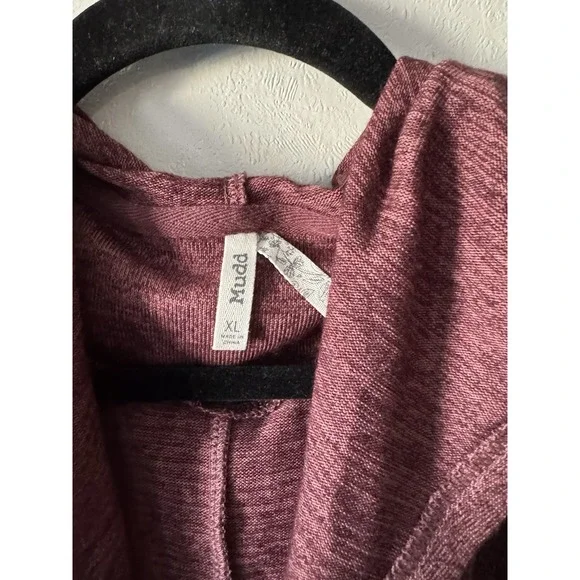 Mudd XL‎ Mauve Open Front Handkerchief Lightweight Hooded Sweater - Picture 2 of 5